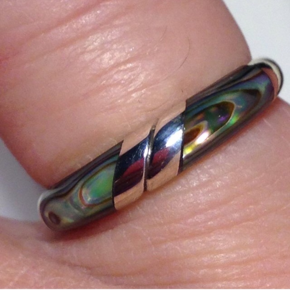 GENUINE Abalone .925 Sterling silver stackable